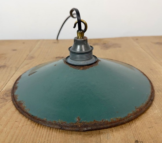 Lampada industriale smaltata verde, anni '50 – Lampade a sospensione, Ferro (photo 11 of 16)