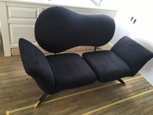 Divano trasformabile di design Bonaldó, tessuto nero, Italia, circa 1980