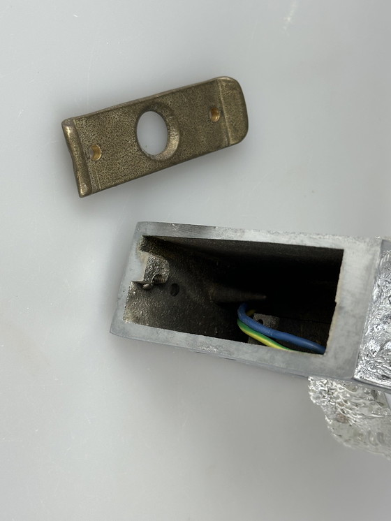 Image 1 of Applique des années 60 70 Applique en verre & chrome Brutalist Germany Design