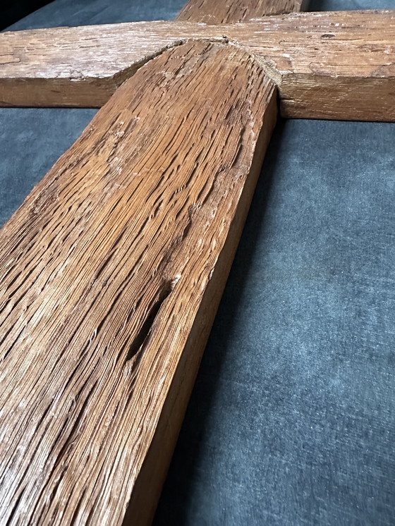 Image 1 of Monumental solid wooden cross – a simple sculptural object with patina