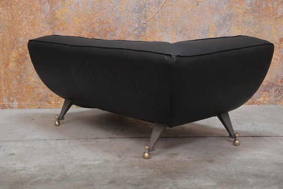 Image 1 of NUOVA chaise longue imbottita in pelle nera Montis Quintus design