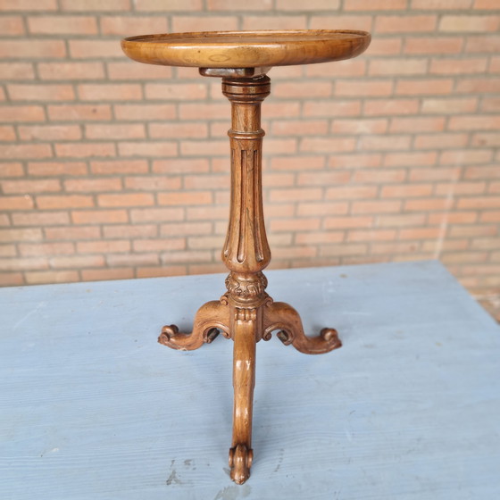 Image 1 of Antico tavolino laterale in legno, tavolo da piante, tavolo da vino, pilastro