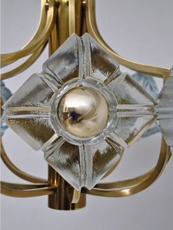 Image 1 of Sische chandelier, 8 lights, brass, crystal glass, Germany, 1960