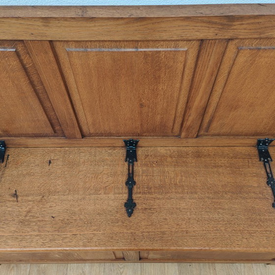 Image 1 of Vintage oak hall bench, bench, storage bench, toy chest