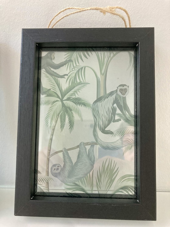 Image 1 of Modernes Diptychon einer Dschungellandschaft auf Glas