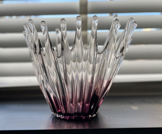 Image 1 of Murano vintage vaas aubergine en helder glas