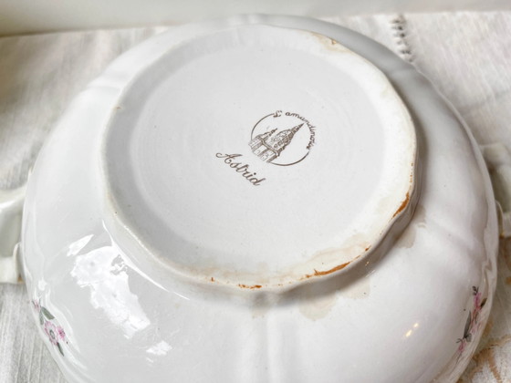 Vintage 1950s L'Amandinoise Frankrijk Astrid Model Bloemen Wit en Groen Porseleinen Soepterrine – Servies (photo 11 of 11)