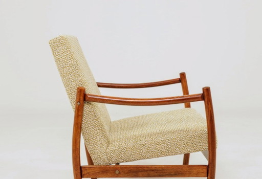 Modern longue chair green bouclé bentwood 1970