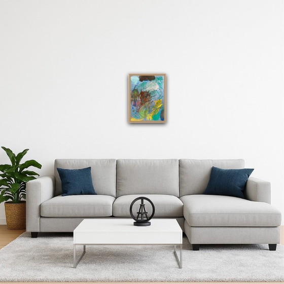 Image 1 of Guazzo astratto su carta colorata, 40x30cm