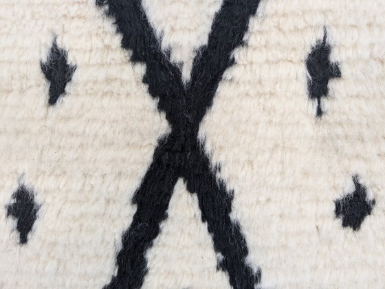 Image 1 of Tapis berbère - 305 cm x 208 cm - blanc et noir Laine