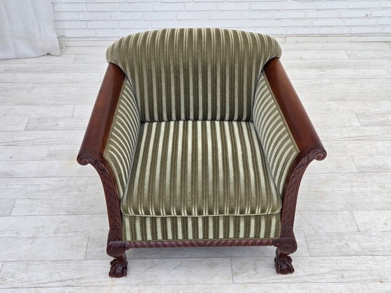 Image 1 of Fauteuil danois des années 1950, revêtement en velours, bois de teck.