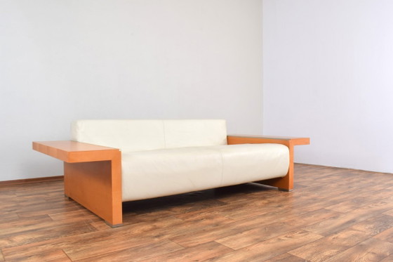 Italiaanse leren bank van Giorgetti, jaren 80. – 3-5 zitsbanken, Wood (photo 13 of 15)