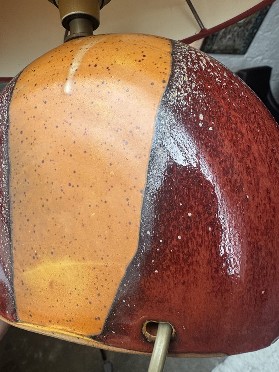 Image 1 of Handgemaakte lamp van keramiek en zijde uit de jaren 90