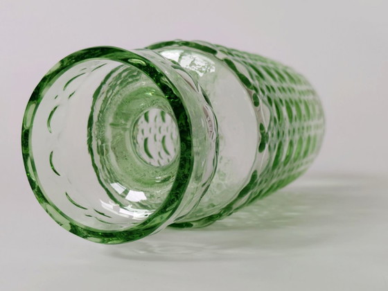 Image 1 of Jacinthe vaas uit het midden van de vorige eeuw | Groen spijkerglas | Duitsland, jaren 70