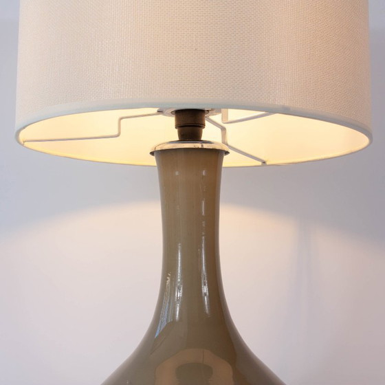 Vintage 1960s Portuguese Grey Opaline Glass Table Lamp (photo 7 of 14)