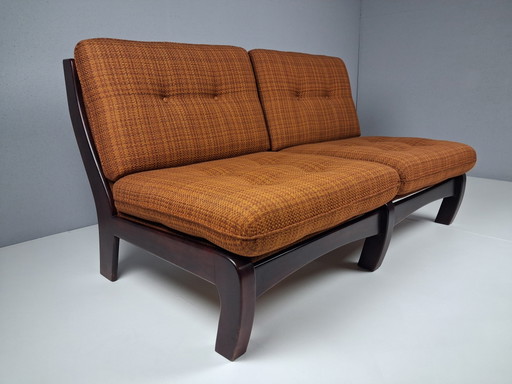 Vintage 2-zitsbank, jaren 70 – 2 zitsbanken, Textile, Wood