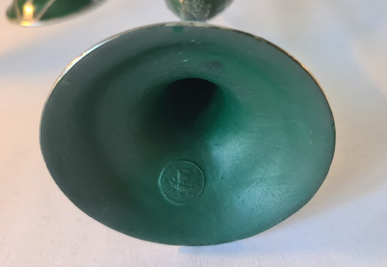 Art Nouveau 8 Glazen Set Kristal op Metalen Voet Groen Zilver 19e Eeuw Top – Glazen & Karaffen, Crystal (photo 11 of 14)