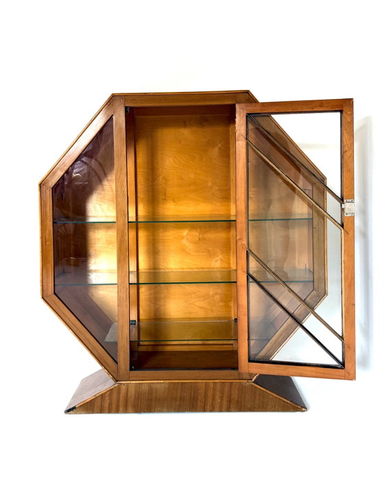 Vetrina ottagonale Art Déco vintage, anni '30 – Vetrine, Vetro, Legno (photo 3 of 10)