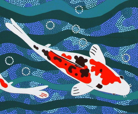 Image 1 of Erica Muizer - Be with me (Aboriginal) painting of Kooikarp fish