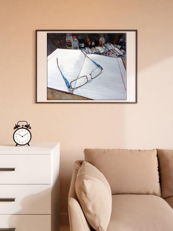 Pittura a Olio Originale Arte Moderna Simbolismo Gli Occhiali di Papà – Dipinti e disegni, Canvas (photo 3 of 7)