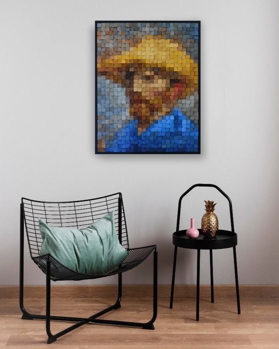 Image 1 of Van Gogh in Pixels – Wooden Mosaic Portrait