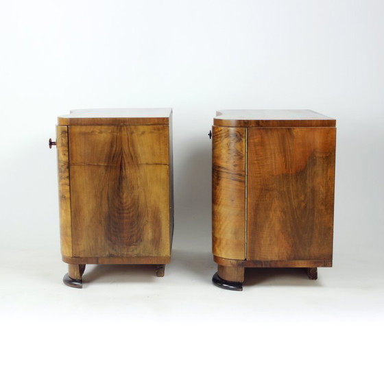 Image 1 of Art Deco nachtkastjes van Jindřich Halabala voor Up Závody, jaren dertig