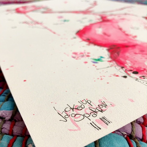 Pittura Esclusiva – Jacques Sparrow - "Pink Between the Lines." – Arte, Carta (photo 3 of 9)