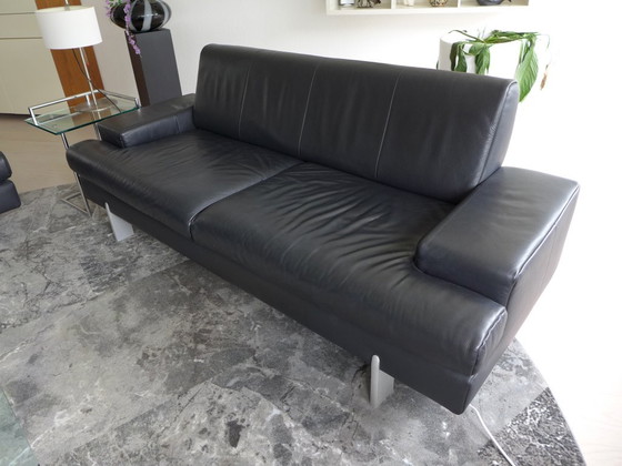 Canapés 2,5 places Rolf Benz AK644 – Cuir noir de qualité (prix unitaire) – Canapés 2 places, Leather (photo 4 of 5)