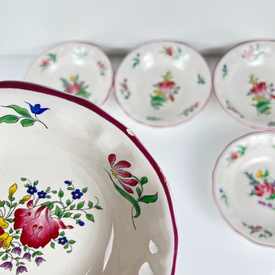 Juego de 6 Cuencos Pequeños, Modelo Réverbère de KG Lunéville, Motivo Tulipán y Rosa – Kg luneville, Loza (photo 6 of 9)