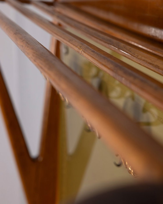 Image 1 of Appendiabiti da parete vintage anni 50 in legno e vetro decorato design Italiano