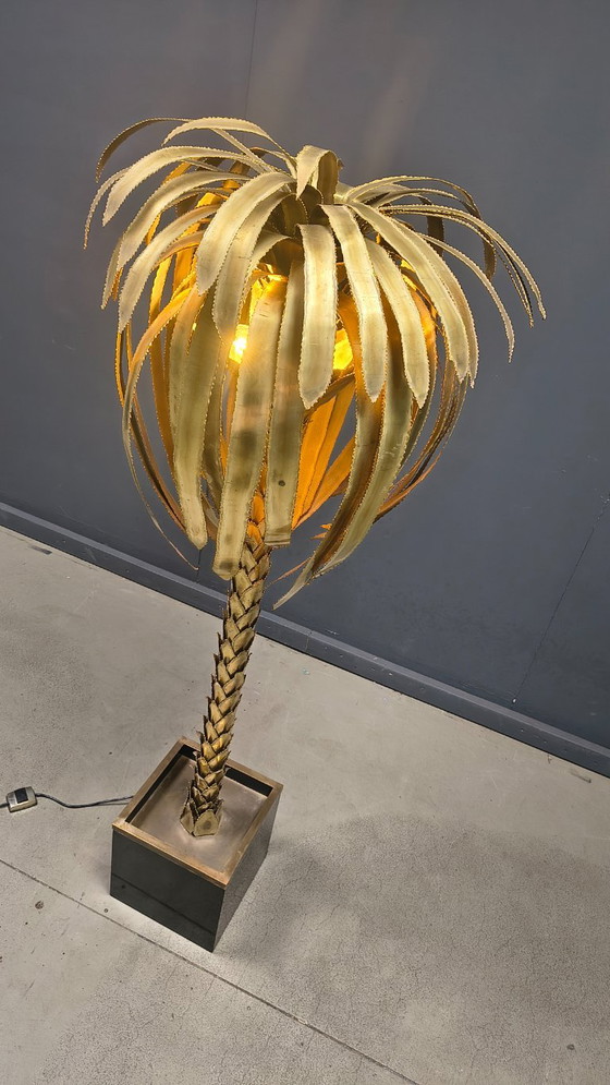 Image 1 of Messing vloerlamp in de vorm van een palmboom van Maison Jansen, jaren 70.