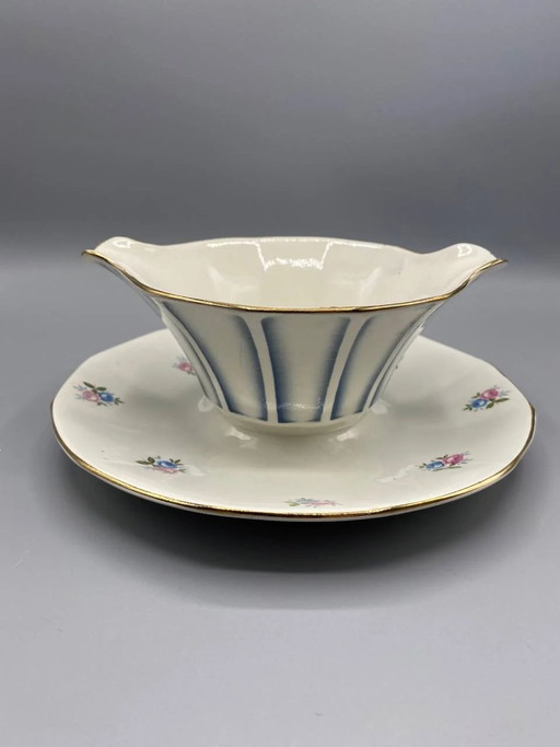 Salsiera modello 9123 di Digoin Sarreguemines con sottopiattino incorporato. – decoratieve objecten