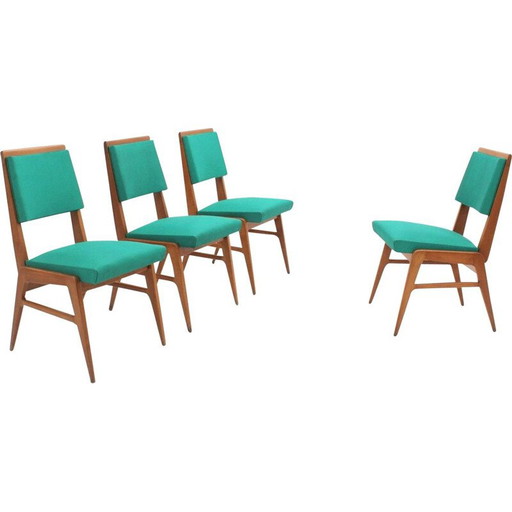 Set of 4 mid century French dining chairs, 1950s