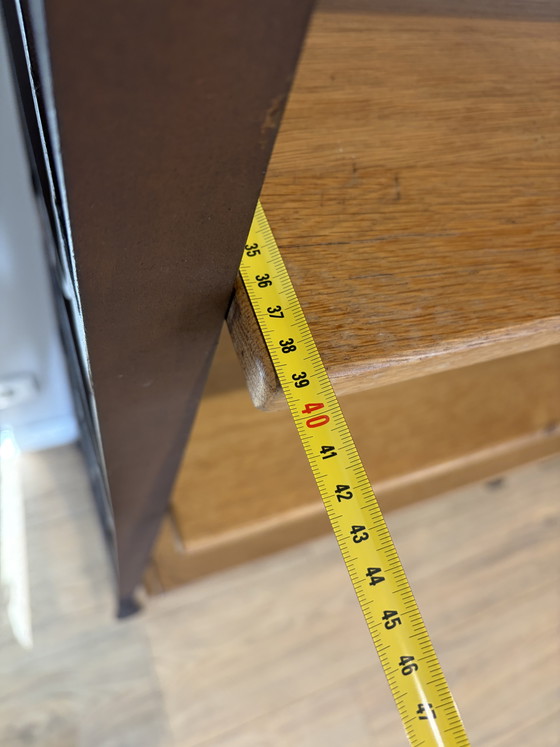 Image 1 of Oak with steel uprights cheese cabinet brutalist bookcase