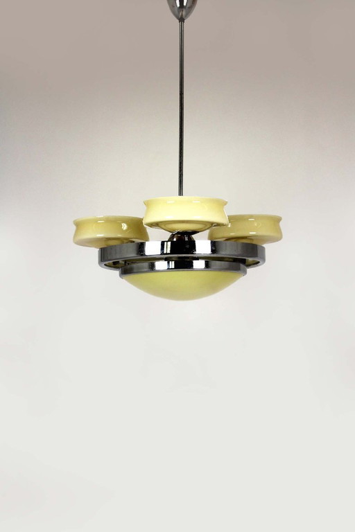 Bauhaus Chrome Chandelier from Zukov, 1940s