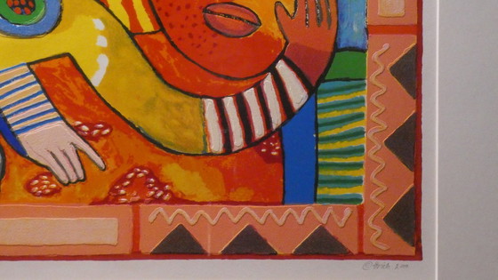 Image 1 of CLEMENS BRIELS - Sérigraphie rare des Caraïbes « Antigua : 365 jours de paradis ! » | 132/175 | 95 x 110 cm