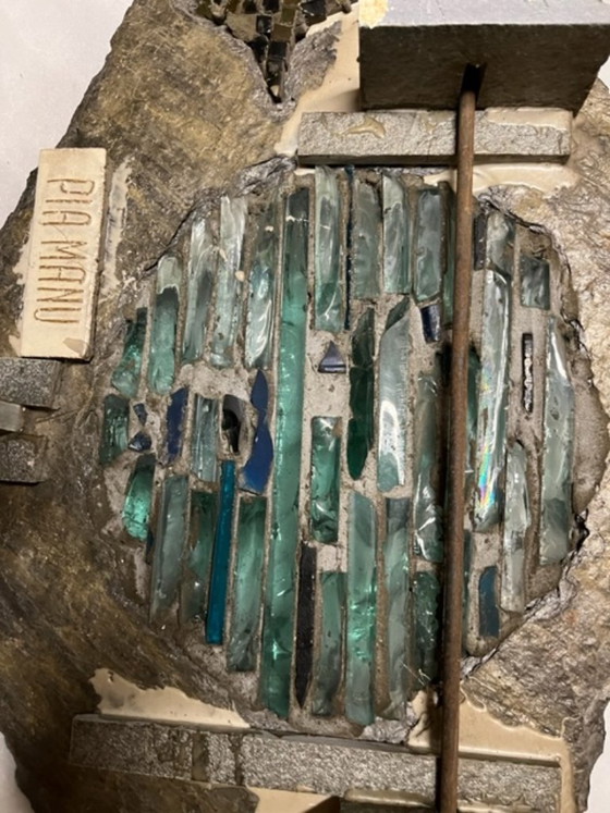 Exclusieve Monumentale Ruitvormige Wandsculptuur & Lamp – Pia Manu (Jaren '70) – 120 cm – Beeldhouwkunst (photo 18 of 19)