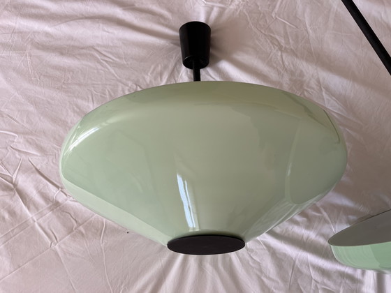 Image 1 of Paar Pendelleuchten aus Opalin Art Deco 1940