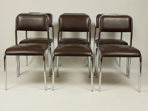 6 x Vintage Stühle in Skai Leder, 70er - 80er Jahre