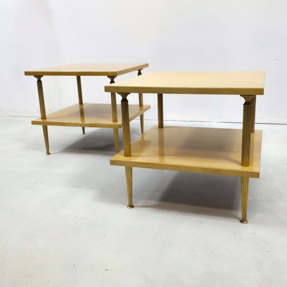 Image 1 of Conjunto de 2 mesas auxiliares Aldo Tura, diseño italiano de mediados de siglo, años 60.