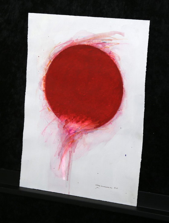 Image 1 of Spazi piatti, Roter Kreis - Bernd Berner, Gouache Kunst aus 1990