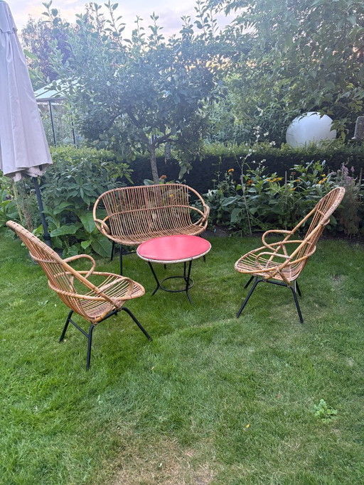Vintage Rohe Noordwolde Rotan Set – Rohé Noordwolde, tuinsets, Bamboo