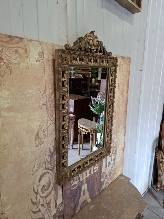 Image 1 of Antique Baroque wall console, side table. Hall table with mirror, dimensions: 105x32m and 73cm high.