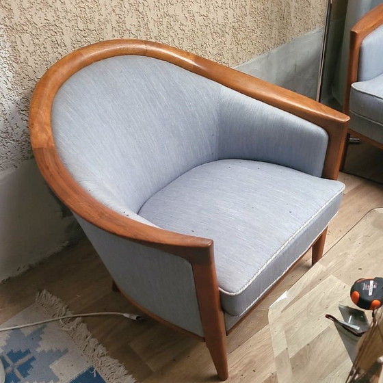 Image 1 of Vintage Scandinavian 3-seater sofa in walnut, Bertil Fridhagen, stamped Bröderna Anderssons