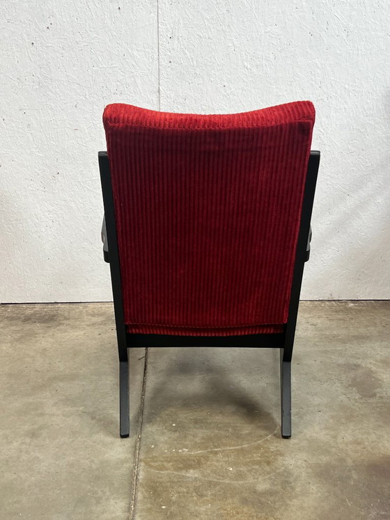 Poltrona vintage, nera e rossa, anni '50, Paesi Bassi – Poltrone, Wood (photo 5 of 11)