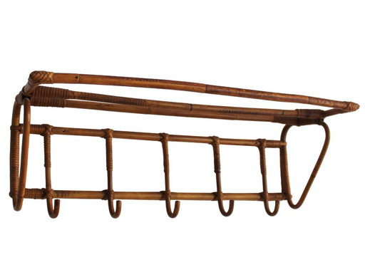 Mid-Century Tschechoslowakischer Rattan Wandkleiderständer, 1960er Jahre – kapstokken