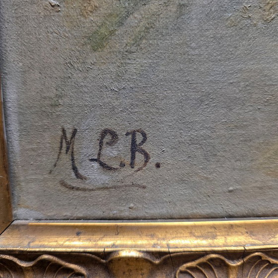Image 1 of Antikes Ölgemälde eines Blumenstilllebens, Initialen ML.B., Anfang des 20. Jahrhunderts