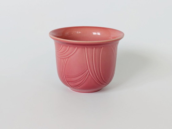 Image 1 of Jardinera de Cerámica de la Alemania Occidental de Mediados de Siglo | Estilo Art Nouveau Rosa Rubor