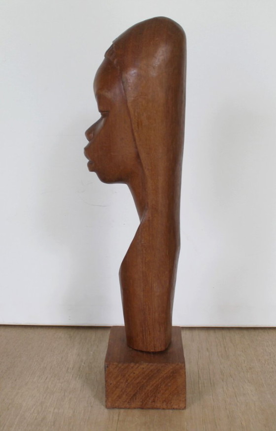 Image 1 of Afrikanische Büste, Holz, Mid-Century-Modernismus, 37 cm hoch