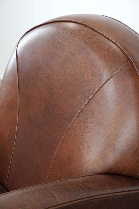 Image 1 of Art-Deco-Design-Sessel aus Rindsleder im englischen Stil